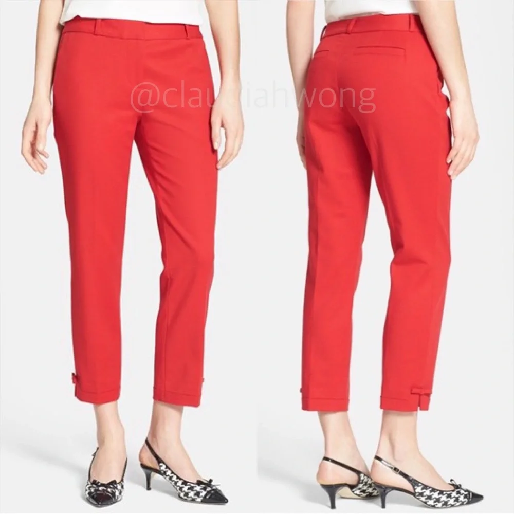 KATE SPADE Jackie Bow Capri Pants in Lacquer Red
